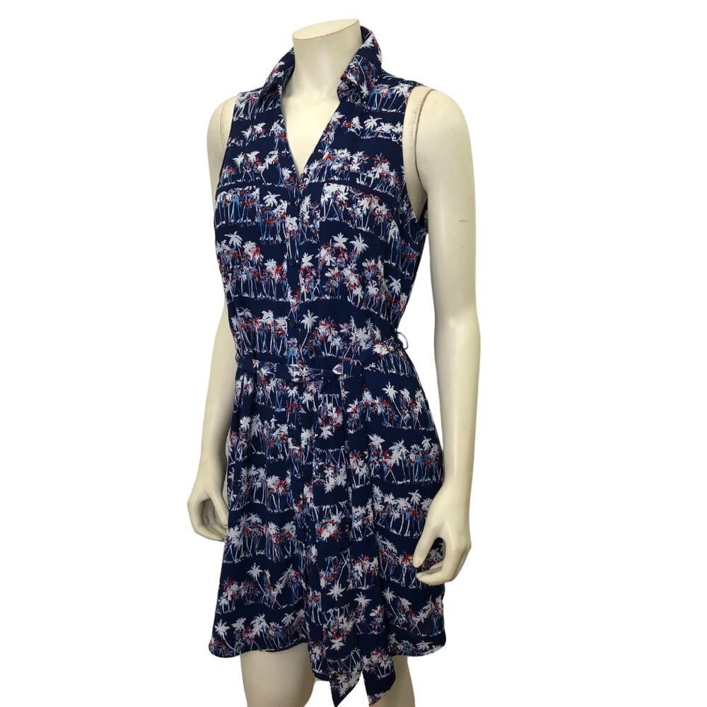 EXPRESS COLLARED V -NECK A LINE DRESS WITH TIE MD